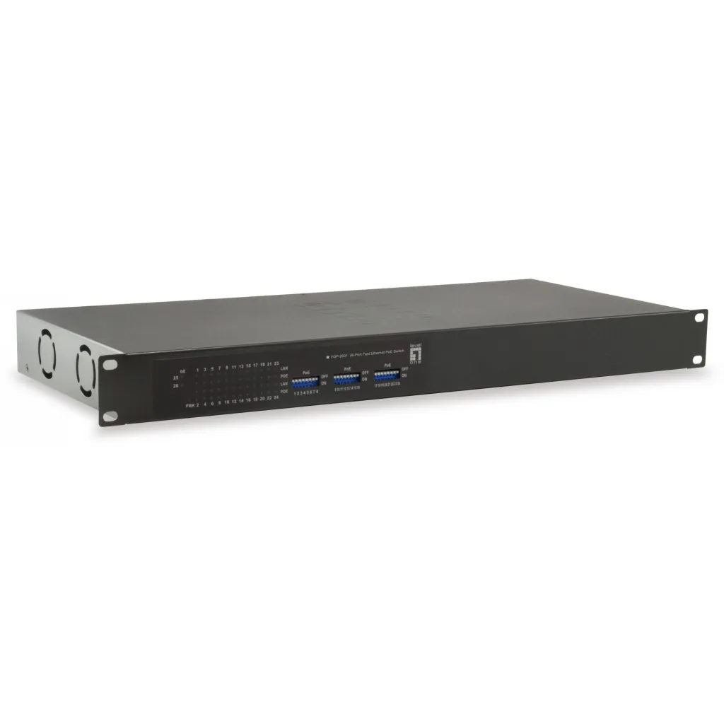 Switch 24x FE FGP-2601 2xGE 19″ 150W 24xPoE - 1