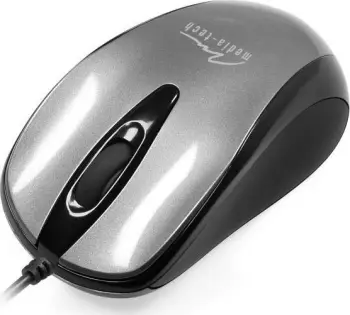 Maus Media-Tech MT1091T, me kabllo, USB, i zi dhe i argjendtë