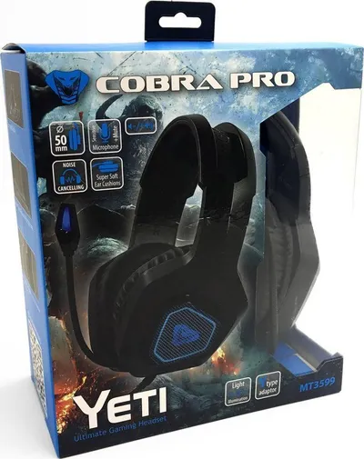 Kufje lojërash Cobra PRO Yeti MT3599, 2.2 m, të zeza - 6