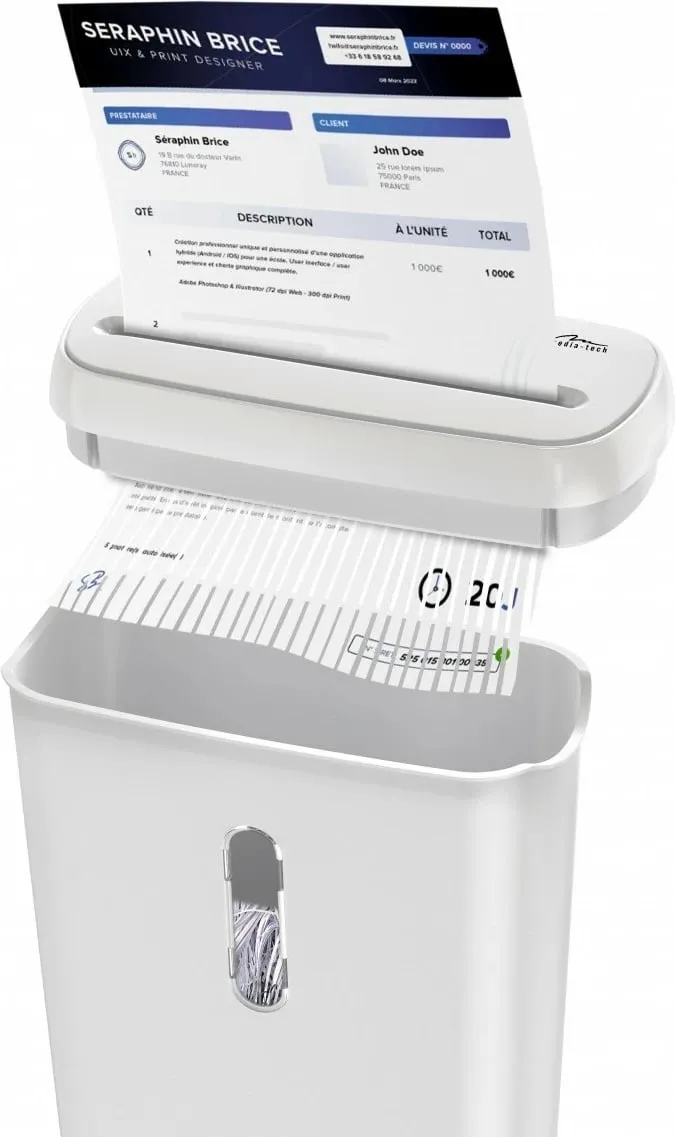 Shredder dokumentesh Media-Tech MT223, prerje e drejtë, 5 fletë, i bardhë - 3