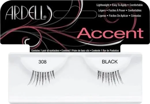 Qerpikë artificial Ardell Accent 1 308 Black për femra, 1 copë - 1