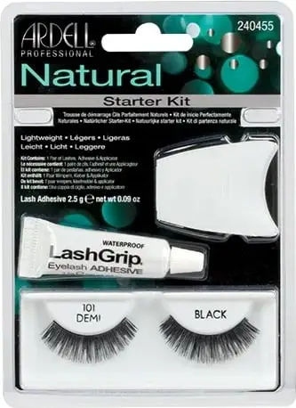 Set qerpikë artificial me ngjitës Ardell Natural Starter Kit, nr. 101 (W), të zi