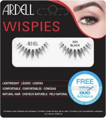 Qerpikë të rremë Ardell Wispies 603 Black me ngjitës, për femra, 1 copë