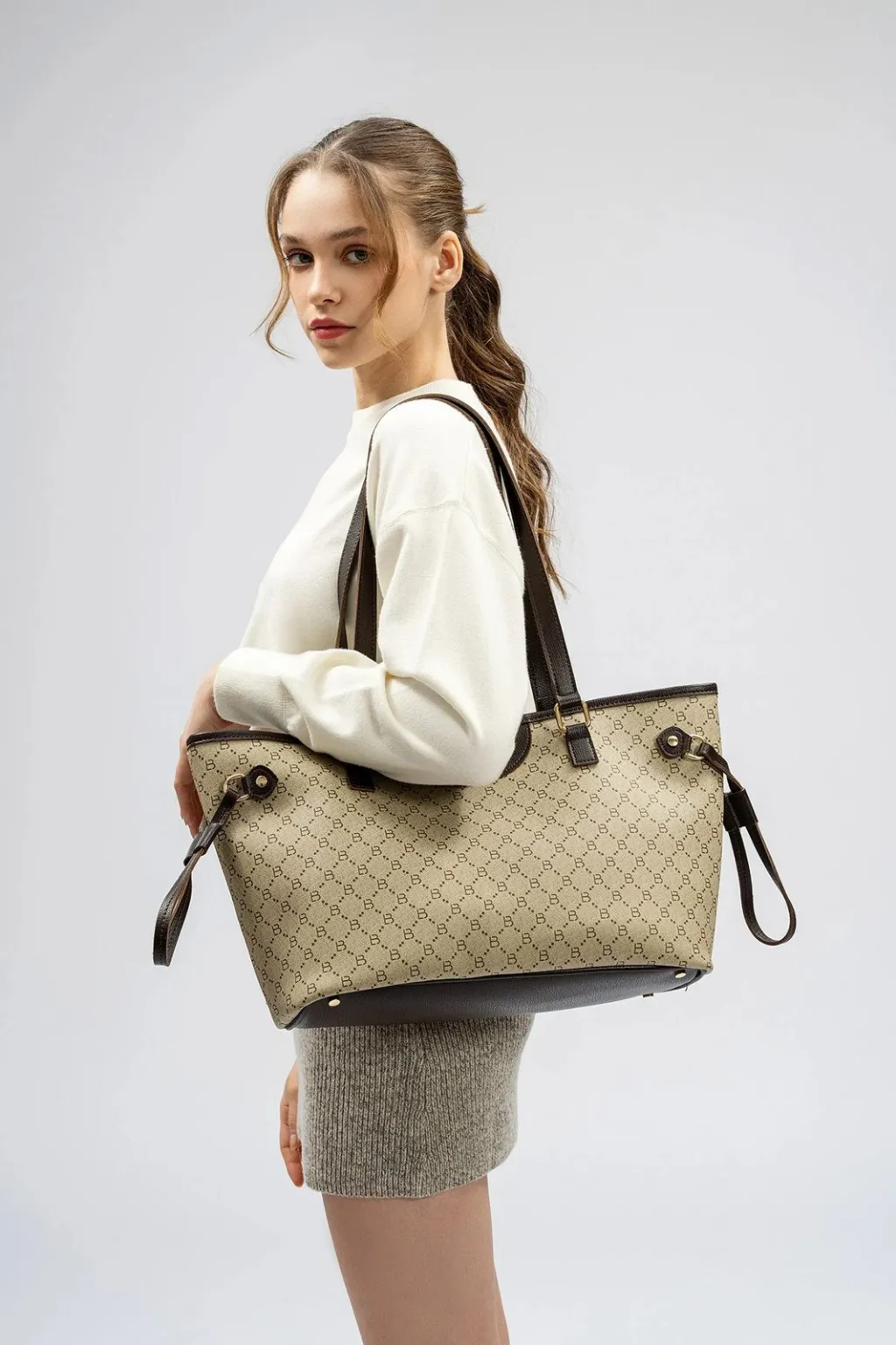 Tote bag Lucky Bees, krem, kafe, 355 v2 - 15