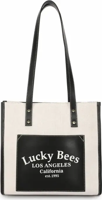 Çantë tote Lucky Bees, e zezë-krem, 376