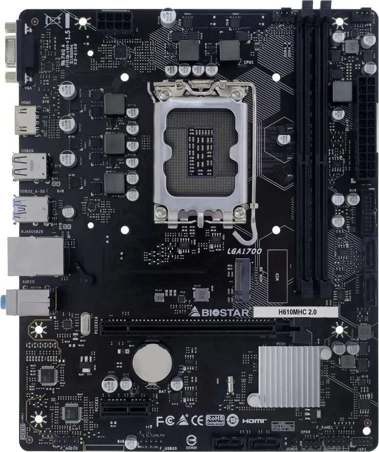 Pllakë amë Biostar H610MHC 2.0, Intel LGA 1700, DDR4, micro ATX - 2