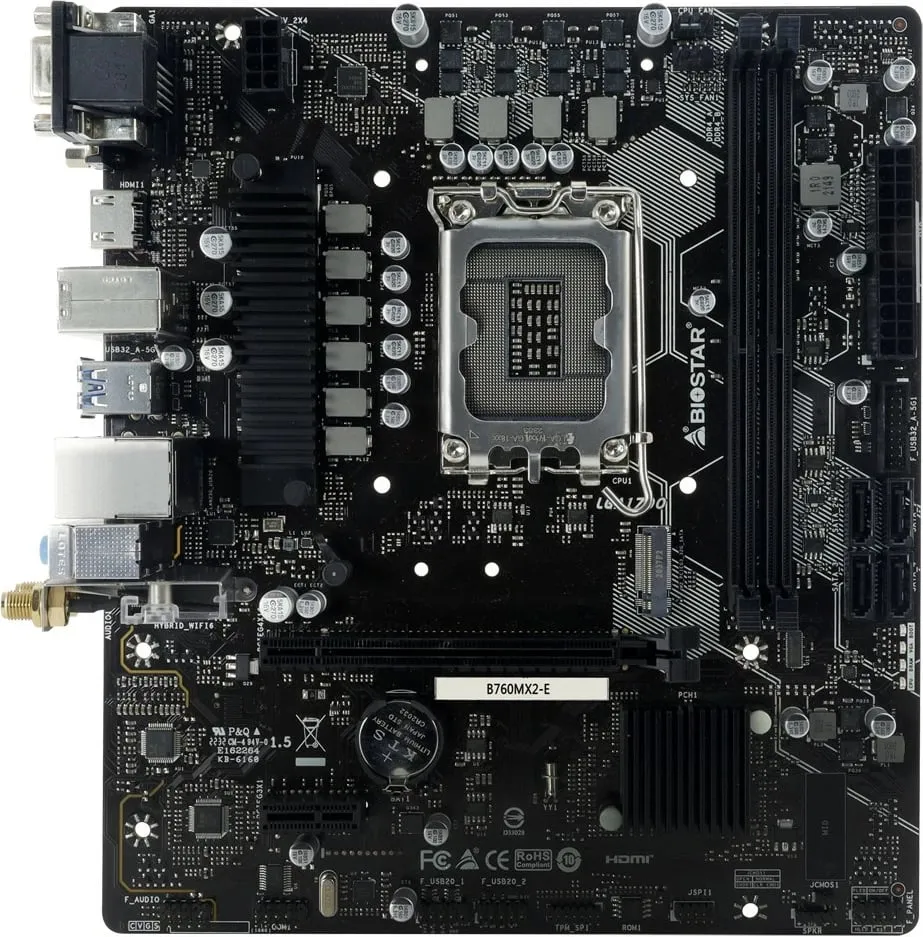 Pllakë amë Biostar B760MX2-E, DDR5, PCIe 4.0 M.2, e zezë - 1