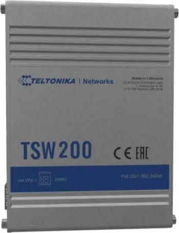 Switch Teltonika Ethernet Switch TSW200 10/100/1000 Mbps (RJ-45), Unmanaged, Desktop, Ethernet LAN (RJ-45), 8 porte
