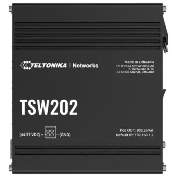 Switch Teltonika TSW202, Managed, L2, Gigabit Ethernet, PoE, Alumini, Blu