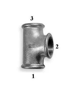 Gyp reduktues në formë të shkronjës T Zawiercie Foundry B1 3/4 x 1/2 x 3/4 ", e galvanizuar