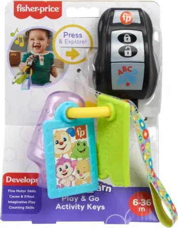 Lodër edukative çelësa Fisher Price ABC 123 HXF51, tinguj muzikorë, për foshnje, shumëngjyrëshe