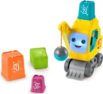 Lodër edukative Fisher Price Happy Crane Stack and Count, me drita dhe tinguj, për 9 36 muajsh, shumëngjyrëshe