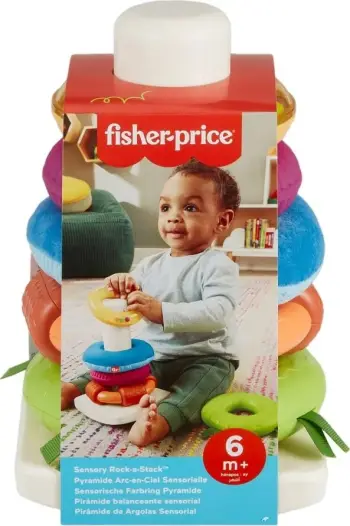 Lodër grumbulluese Fisher-Price Rock-a-Stack Roly-Poly, shqisore, shumëngjyrëshe