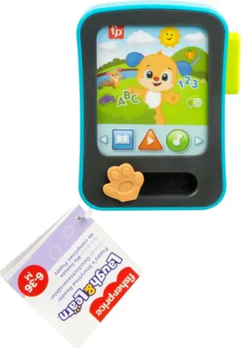 Lodër interaktive Fisher Price Laugh and Learn Puppy Storytime Reader, shumëgjuhëshe, elektronike, shumëngjyrëshe