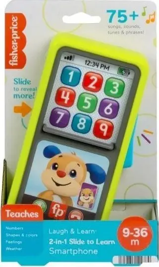 Lodër smartphone Fisher Price 2 in 1 Learn and Laugh, interaktive, me drita dhe tinguj, shumëngjyrëshe
