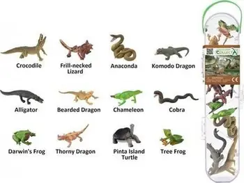 Set figura lodrash Collecta Box with Mini Reptiles, mini zvarranikë dhe amfibë, shumëngjyrëshe