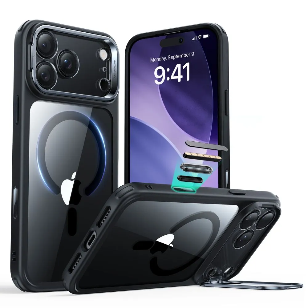 Mbrojtëse me mbajtëse për iPhone 17 Pro Max ESR, transparente/zezë - 1