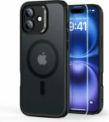 Mbështjellës ESR Classic Hybrid HaloLock me MagSafe dhe xham i temperuar për iPhone 15 Pro Max, Gjysmë-transparent, Set