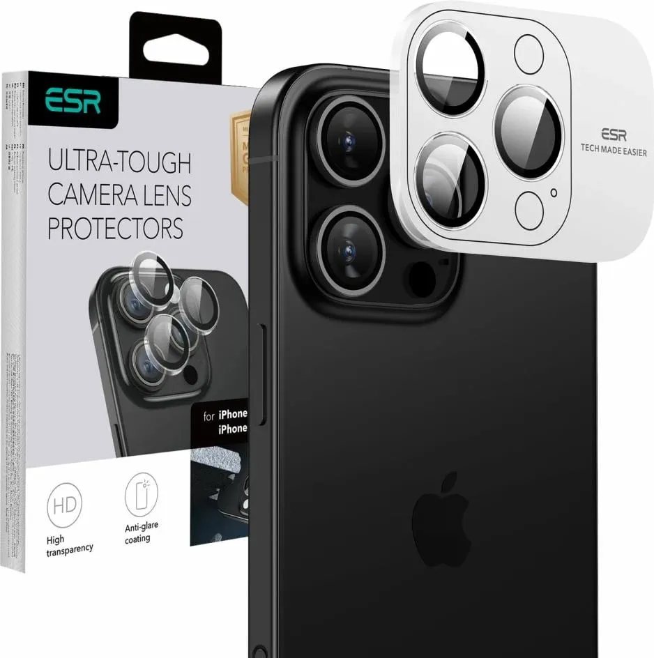 Mbështjellës xhami për kamerë ESR Armorite për iPhone 16 Pro / 16 Pro Max, Transparent - 1