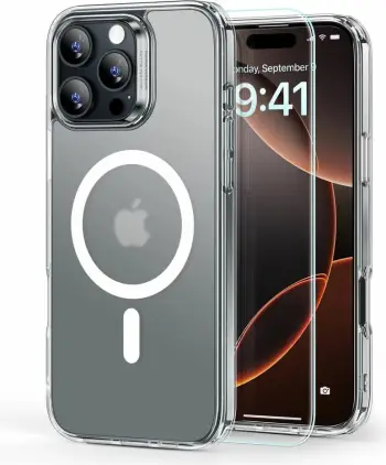Mbështjellës ESR Classic Hybrid HaloLock me MagSafe për iPhone 16 Pro Max, gjysmë-transparent, me xham të temperuar