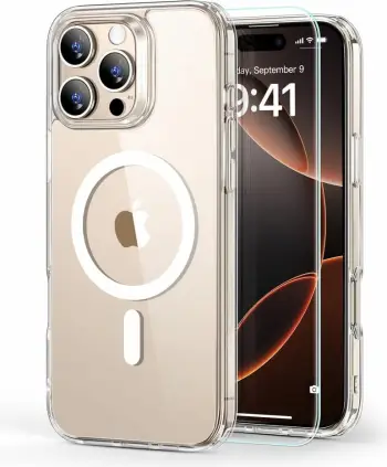 Mbështjellës ESR Classic Hybrid HaloLock me MagSafe + xham i temperuar për iPhone 16 Pro Max, Transparent