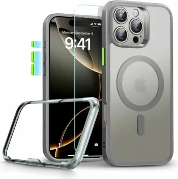 Mbështjellës ESR Classic Pro Set HaloLock MagSafe për iPhone 16 Pro, Gri, me xham mbrojtës