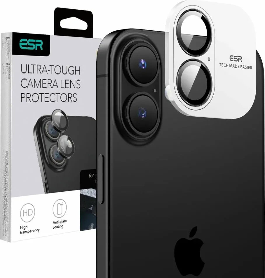 Mbështjellës xhami për kamerë ESR Armorite për iPhone 16 / 16 Plus, Zi - 1