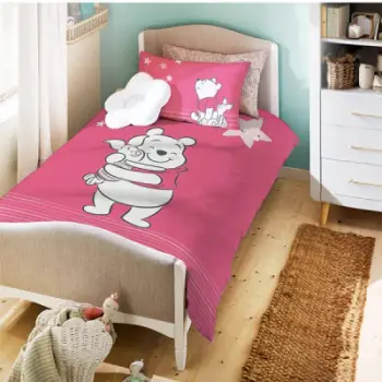 Kellef jorgani 100x135cm dhe kellef jasteku the winnie pooh pink me ylber