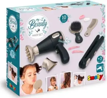 Set parukerie për fëmijë Smoby My Beauty Hairdresser, me tharëse flokësh, me aksesorë, shumëngjyrësh
