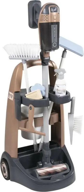 Set lodrash pastrimi Smoby Rowenta Cleaning Trolley, me fshesë me korrent, për fëmijë, shumëngjyrësh