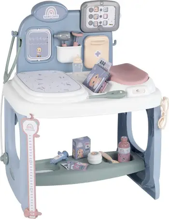Set loje doktoreshe Smoby Baby Care Care Center, tablet elektronik, 24 aksesorë, shumëngjyrësh