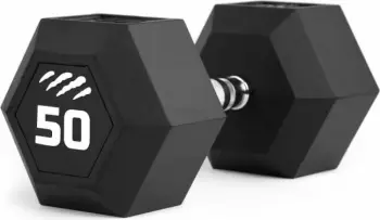 Hantelë tiguar HEX, 50 kg, gome, e zezë