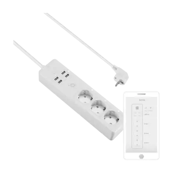 Kabllo vazhduse Acme smart SH3103, 3-PRIZA, 4-USB, 3m, e bardhë