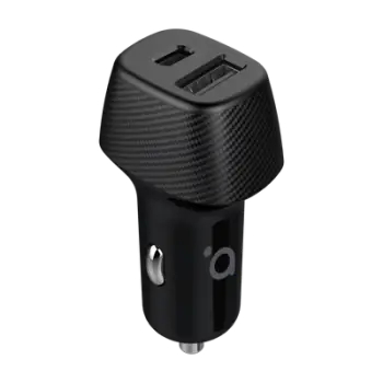 Kokë karikuese për veturë Acme CH112 2porte Usb Type A - USB C, e zezë