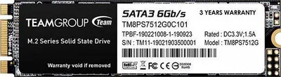 Disk SSD TeamGroup MS30, 512GB, M.2 2280 SATA III - 1