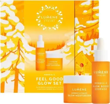 Set për kujdes të fytyrës Lumene Nordic-C Valo Feel Good Glow për femra, 30ml + 50ml