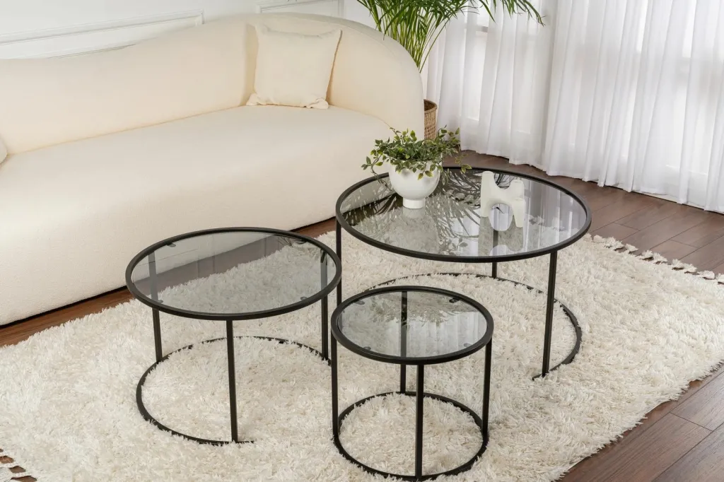 Set tavolinash kafeje Nordure, Aurum, 60, 42, e zezë, gri - 3