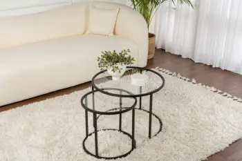 Set tavolinash kafeje Nordure, Aurum, 60, 42, e zezë, transparente