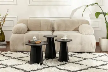 Set tavolinash ndihmëse, 3 copë, ngjyrë dru e zezë, Nordure, Lume
