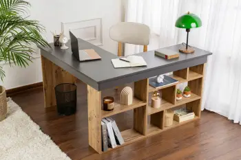 Tavolinë pune Nordure, Vesper, anthracite dhe Atlantic Pine