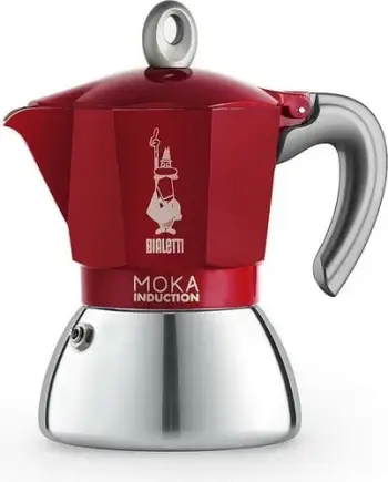 Makinë kafeje Bialetti Moka, 6 filxhanë, e kuqe/ e argjendë