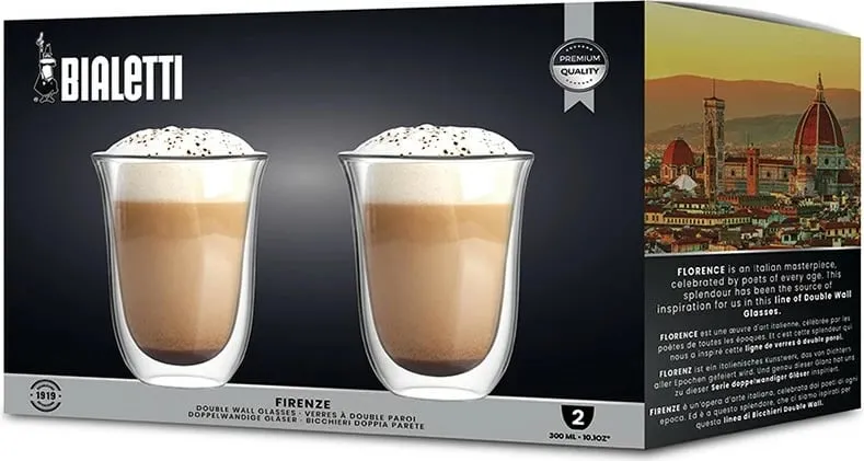 Set gotash Bialetti Firenze 2 copë, xham dypjesësh, 300ml, transparent - 3