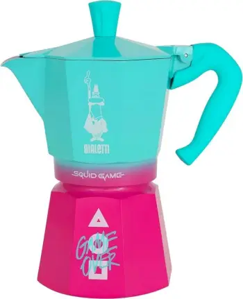 Moka pot Bialetti Moka Express Squid Game, 6 filxhanë, alumini, kaltër/rozë
