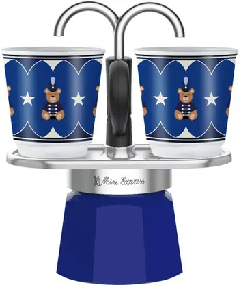 Xhezve espressoje Bialetti Mini Express, 2 filxhanë, metal, blu