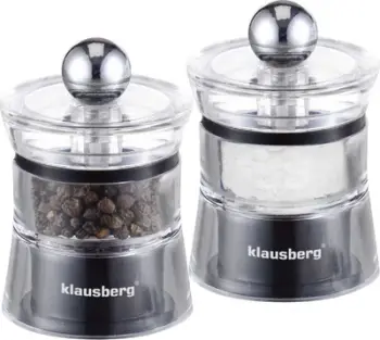 Set mullinjë për kripë dhe piper Klausberg, 2 copë, transparent