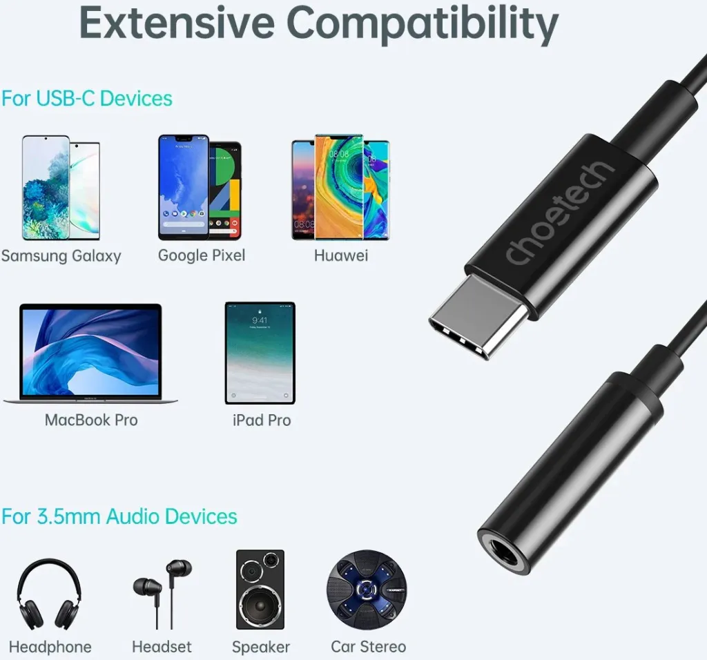 Adapter audio Choetech AUX003, USB-C në 3.5mm, i zi - 5