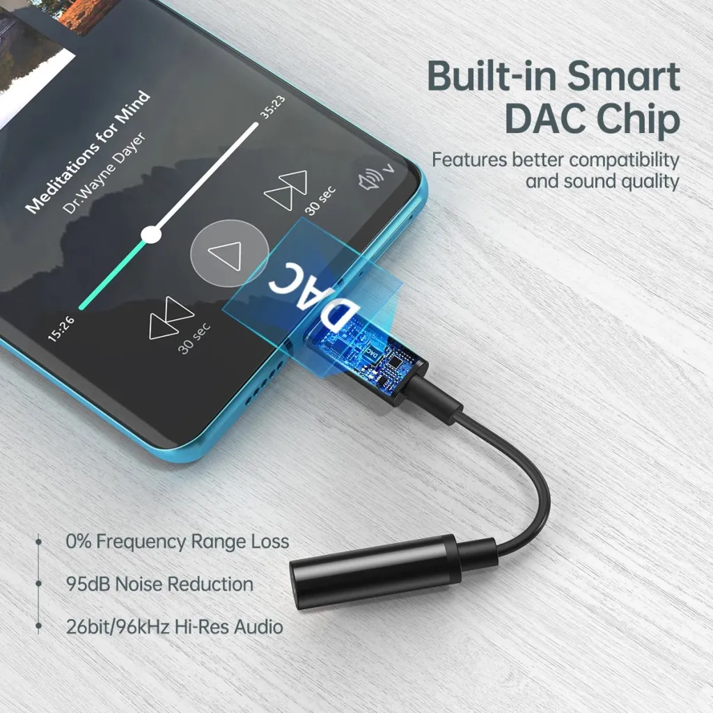 Adapter audio Choetech AUX003, USB-C në 3.5mm, i zi - 6