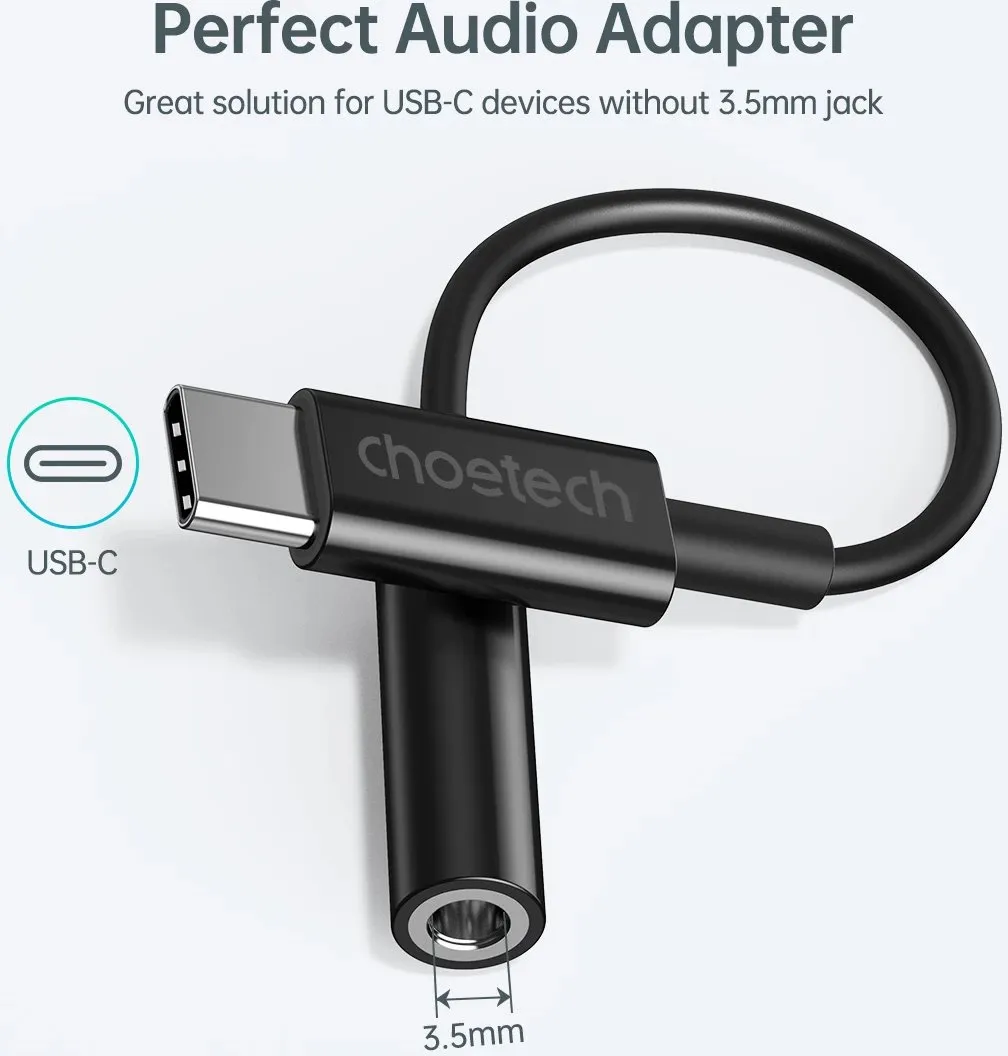 Adapter audio Choetech AUX003, USB-C në 3.5mm, i zi - 7