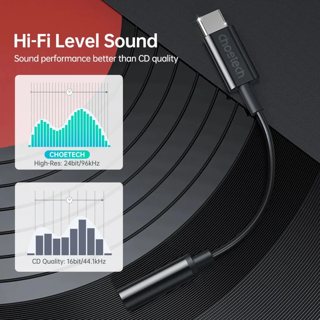 Adapter audio Choetech AUX003, USB-C në 3.5mm, i zi - 8