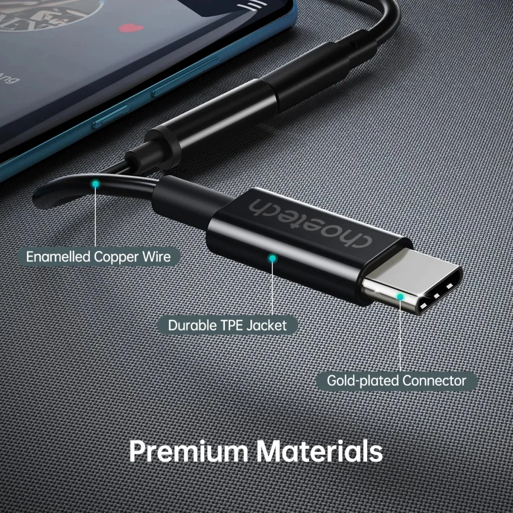 Adapter audio Choetech AUX003, USB-C në 3.5mm, i zi - 9